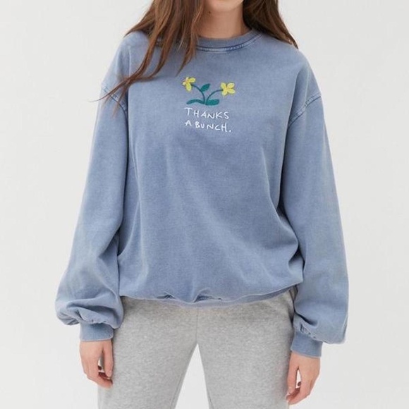 Urban Outfitters Tops - ✰blue crew neck sweatshirt with "thanks a bunch" embroidered✰